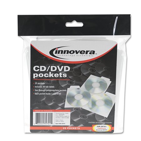 INNOVERA CD/DVD Pockets, PK25 IVR39701